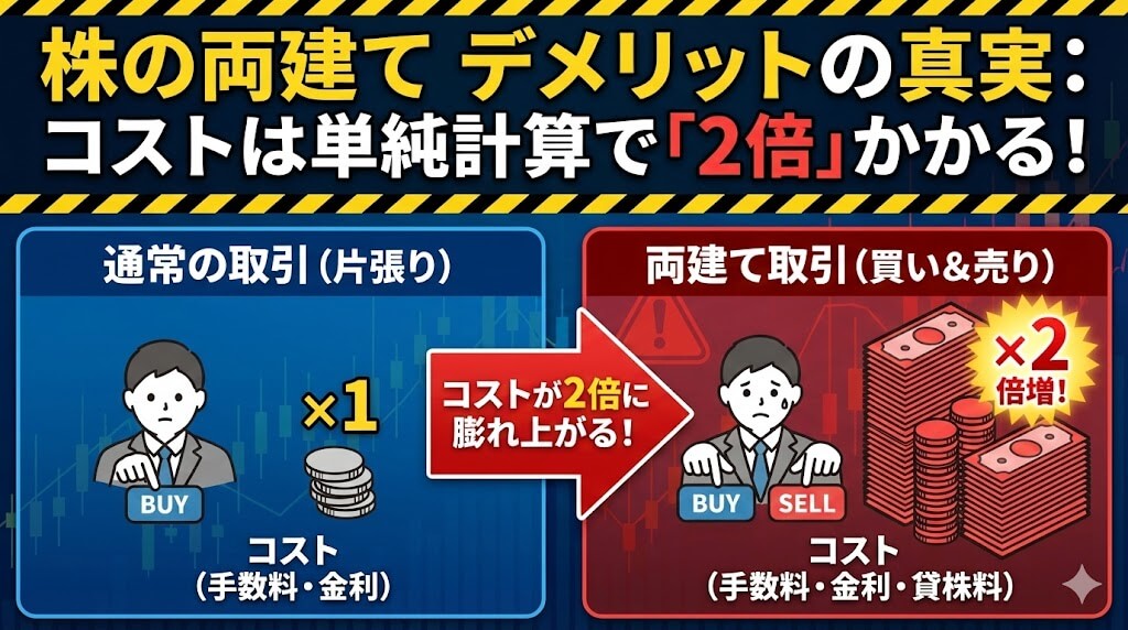 両建てのデメリットは手数料が2倍かかる