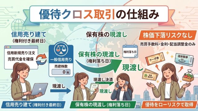 優待クロスのやり方｜一般信用売り・現渡し・注意点を解説