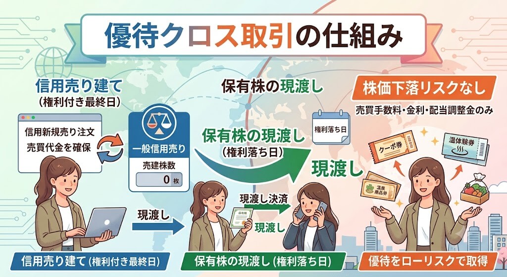 優待クロスのやり方｜一般信用売り・現渡し・注意点を解説