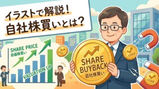 自社株買いでサヤが戻らない理由｜株価への影響と実例　のキャッチアップ画像をお願いします。文字数は今野半分いかに減らしてください