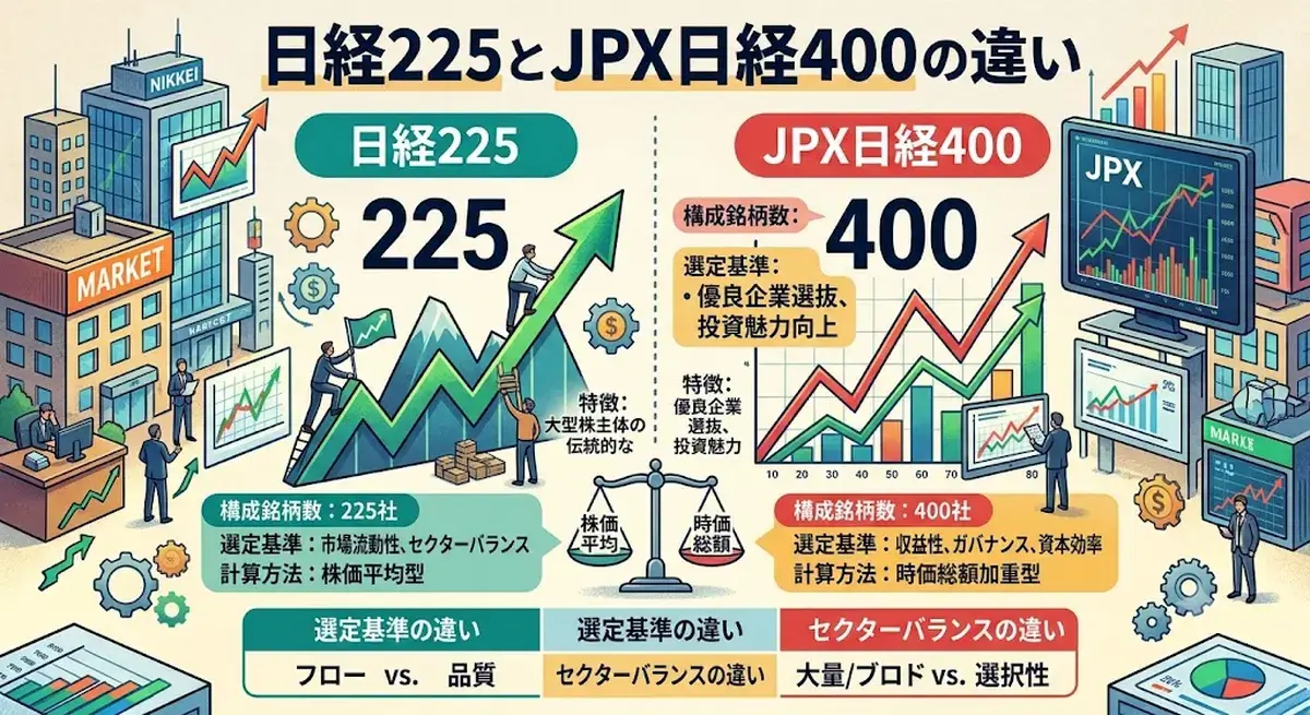 日経225とJPX日経400の違い｜サヤ取りで指数採用銘柄を見る注意点