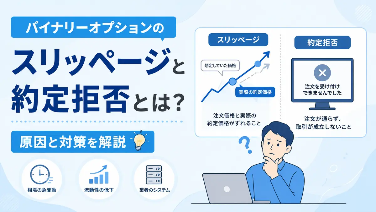 バイナリーオプションのスリッページと約定拒否とは？原因と対策を解説