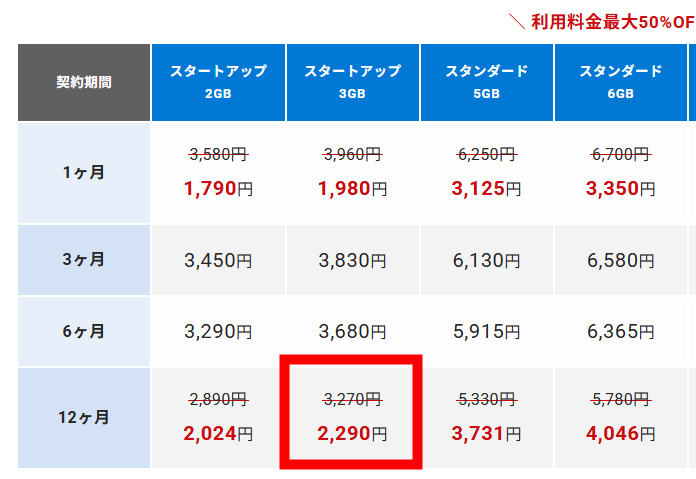 シンVPS1年契約の料金